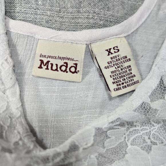 Mudd Womens XS White Sleeveless Top Sheer Y2K Whimsigoth Country Summer EUC - Picture 5 of 7